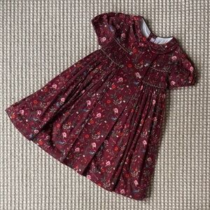 La Coqueta Burgundy Floral Dress with Smocking